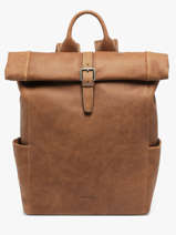 Rolltop Rugzak Spider 2 Compartimenten Leder Etrier Bruin spider ESPI8102